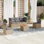 vidaXL Salon de jardin avec coussins 6 Pièces beige résine tressée