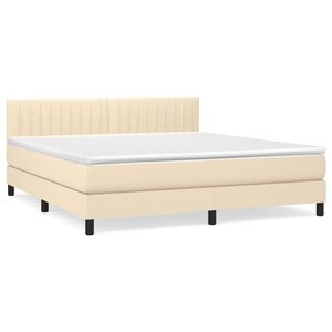 vidaXL Sommier à lattes de lit avec matelas Crème 160x200 cm Tissu