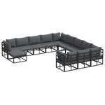 vidaXL Ensemble de canapé de jardin 12 Pièces Noir Aluminium