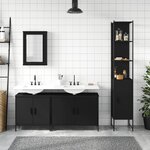 vidaXL Ensemble de meubles salle de bain 4 Pièces noir bois d'ingénierie