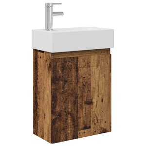 vidaXL Meuble de salle de bain avec robinet Bois ancien