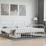 vidaXL Cadre de lit métal avec tête de lit/pied de lit blanc 193x203cm