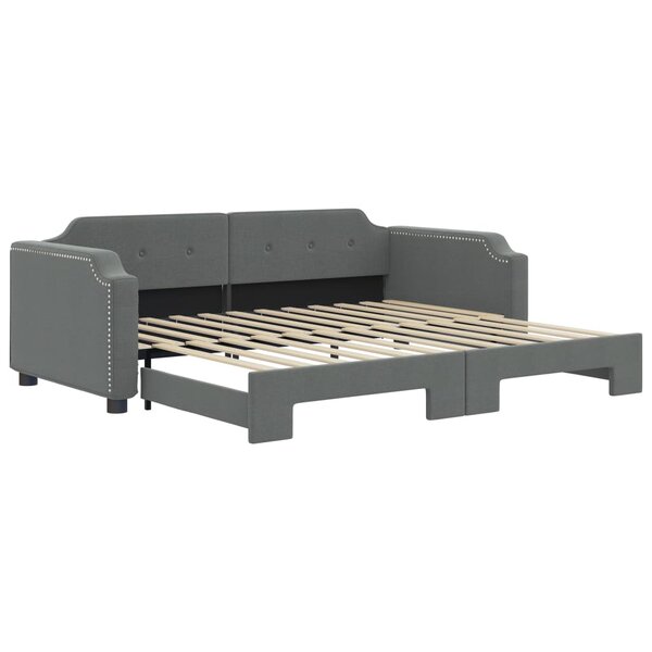 vidaXL Lit de jour avec gigogne sans matelas gris foncé 80x200 cm