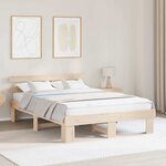 vidaXL Cadre de lit Marron 140 x 200 cm Bois de pin massif