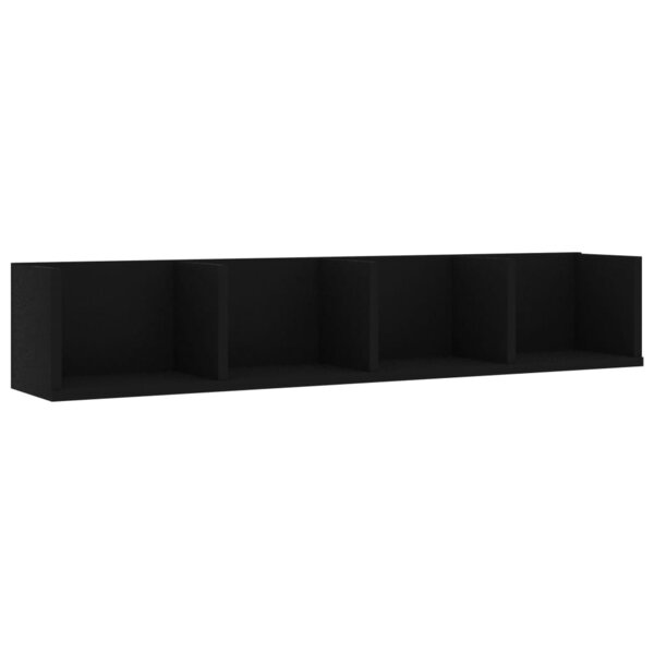 vidaXL Étagère murale à CD Noir 100x18x18 cm Bois d'ingénierie