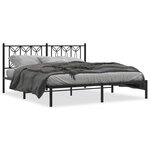 vidaXL Cadre de lit métal avec tête de lit noir 183x213 cm