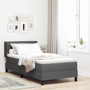 vidaXL Lit à ressorts avec matelas Gris foncé 200 x 100 cm Polyester