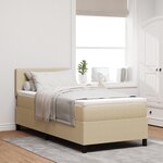 vidaXL Lit à Ressorts avec Matelas & Lumière LED Vert Gris 90x200 cm Tissu en Velours Côtelé