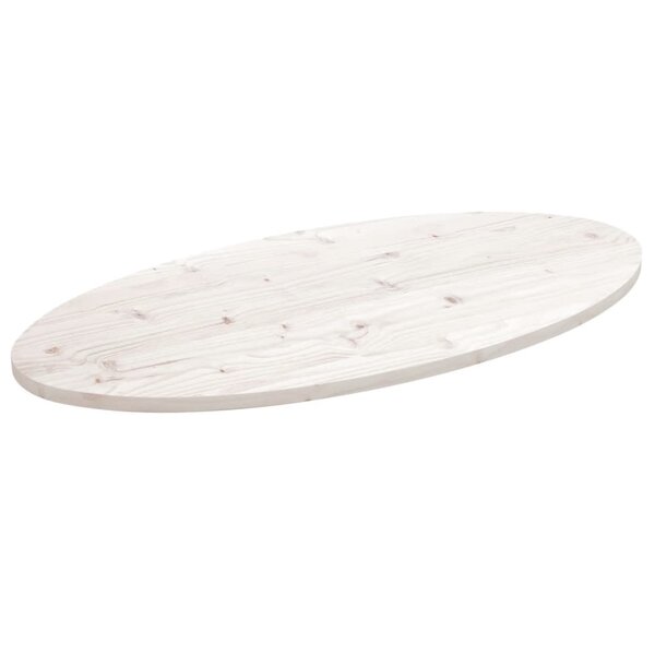 vidaXL Dessus de table blanc 110x55x2 5 cm bois de pin massif ovale