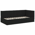 vidaXL Cadre de lit d'angle avec matelas 2 pc Noir 90 x 200 cm Velours