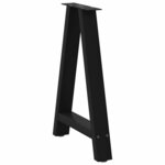 vidaXL Pieds de table à manger en forme de A  2 pièces  noir  50 x (72-73) cm  acier
