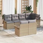 vidaXL Ensemble de canapé de jardin 7 Pièces Beige Poly rotin