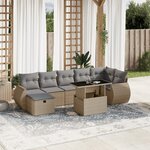 vidaXL Salon de jardin avec coussins 8 Pièces beige résine tressée