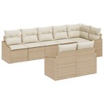 vidaXL Ensemble de salle à manger de jardin 8 pièces avec coussins Beige Poly Rattan