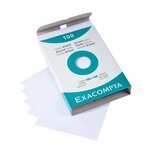 Étui de 100 fiches bristol blanc ligné non perforé 105x148mm Blanc EXACOMPTA