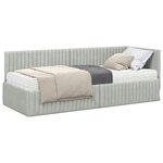 vidaXL Cadre de lit d'angle avec matelas 2 pc Gris clair 80 x 200 cm