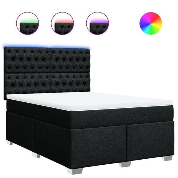 vidaXL Sommier à lattes de lit avec matelas Noir 160x200 cm Tissu