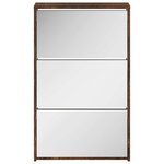 vidaXL Armoire à chaussures miroir 3 niveaux Chêne fumé 63x17x102 5 cm