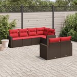 vidaXL Salon de jardin avec coussins 7 Pièces marron résine tressée