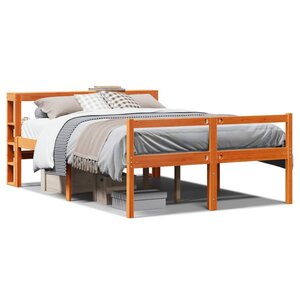 vidaXL Cadre de lit et tête de lit sans matelas cire marron 150x200 cm