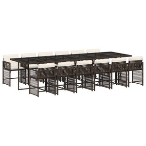 vidaXL Ensemble à manger de jardin avec coussins 13 Pièces marron rotin