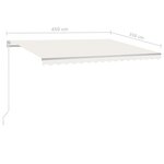 vidaXL Auvent manuel rétractable avec poteaux 4 5x3 5 m Crème
