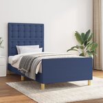 vidaXL Cadre de lit avec tête de lit Bleu 80x200 cm Tissu