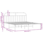 vidaXL Cadre de lit métal sans matelas et tête de lit blanc 160x200 cm