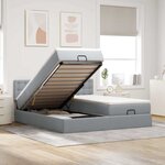 VidaXL Cadre de lit ottoman et matelas gris clair 200x200cm tissu