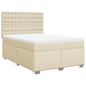 vidaXL Sommier à lattes de lit avec matelas Crème 160x200 cm Tissu