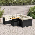 vidaXL Salon de jardin 9 Pièces avec coussins noir résine tressée
