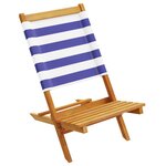 vidaXL Chaises de jardin lot de 2 bleu/blanc bois acacia massif tissu