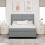 vidaXL Lit à ressort LED avec matelas Gris clair 140 x 200 cm tissu