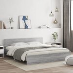 vidaXL Cadre de lit avec LED sans matelas sonoma gris 200x200 cm