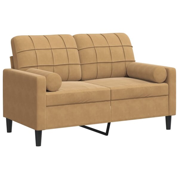 vidaXL Canapé 2 places avec oreillers décoratifs brun 120 cm velours