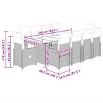 vidaXL Ensemble de bistro de jardin 11 Pièces coussins noir poly rotin