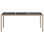 vidaXL Table de jardin Beige 190x90x75 cm Verre trempé/résine tressée
