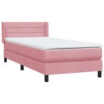 vidaXL Sommier à lattes de lit avec matelas rose 100x220 cm velours