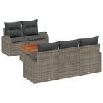 Set de canapé de jardin 6 pièces vidaXL avec coussins gris en rotin poly et acacia