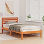 vidaXL Cadre de lit avec tête de lit Brun cire 100 x 210 cm Pin massif