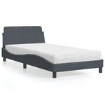 vidaXL Lit avec matelas gris foncé 100x200 cm velours
