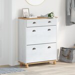 vidaXL Cabinet à chaussures ASKIM Blanc 85x35x108 cm Bois massif pin