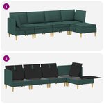 vidaXL Canapé modulaire avec rangement 5 Pièces Vert foncé Tissu