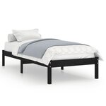 vidaXL Cadre de lit Noir Bois massif 75x190 cm Petit simple