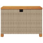 vidaXL Boîte de rangement de jardin beige résine tressée bois d'acacia