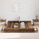 vidaXL Cadre de lit avec rangement Bois Ancien 200 x 200 cm