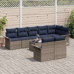 vidaXL Ensemble de canapé de jardin avec stockage 9 Pièces Gris polyrotin