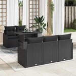 vidaXL Ensemble de canapé de jardin Manuel 6 Pièces Noir 100 x 55 x 73 cm