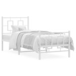 vidaXL Cadre de lit métal sans matelas avec pied de lit blanc 75x190cm