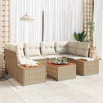 vidaXL Ensemble de canapé de jardin 7 Pièces Beige Poly rotin